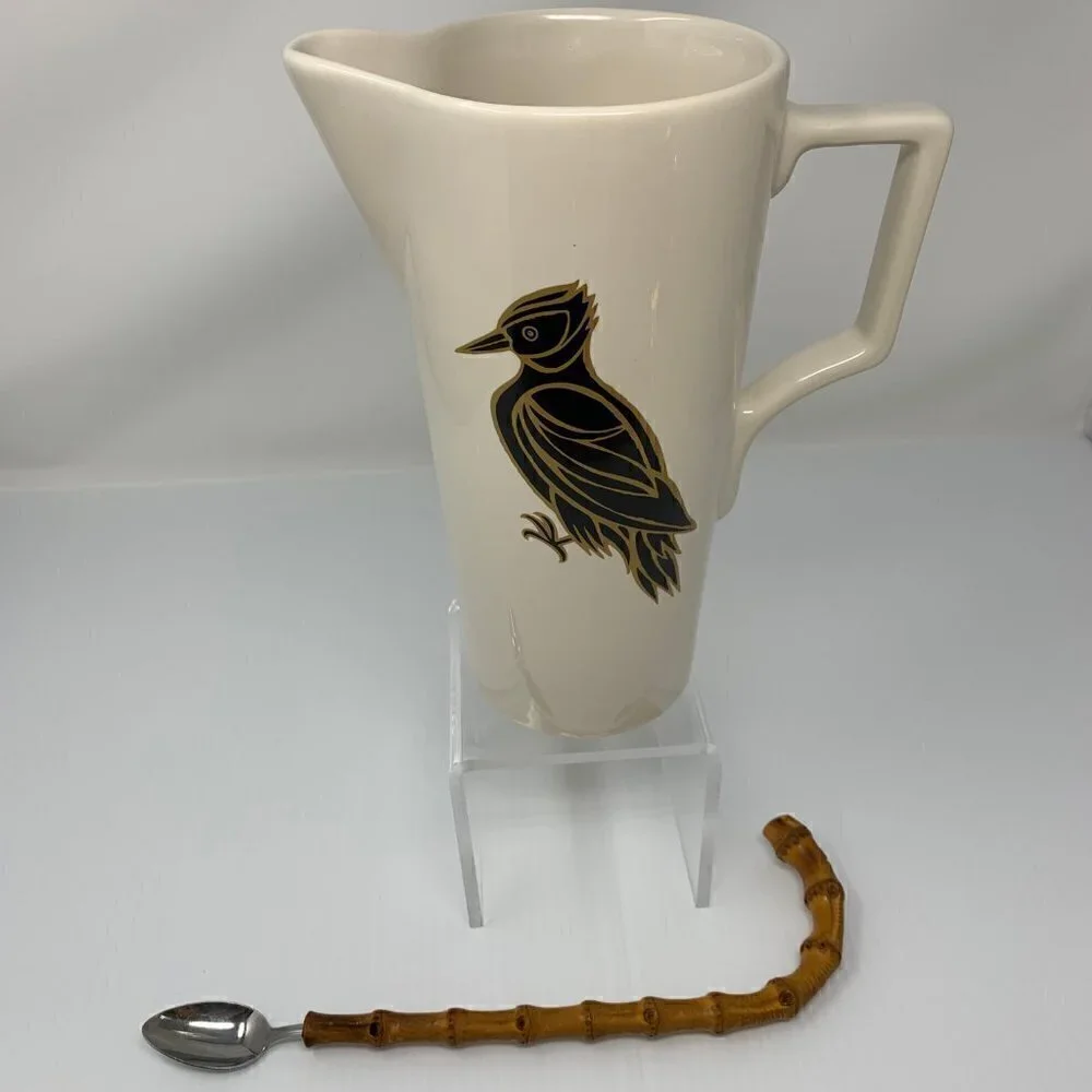 Patch NYC Woodpecker Beverage Pitcher & Vintage Bamboo Cocktail Mixing Spoon